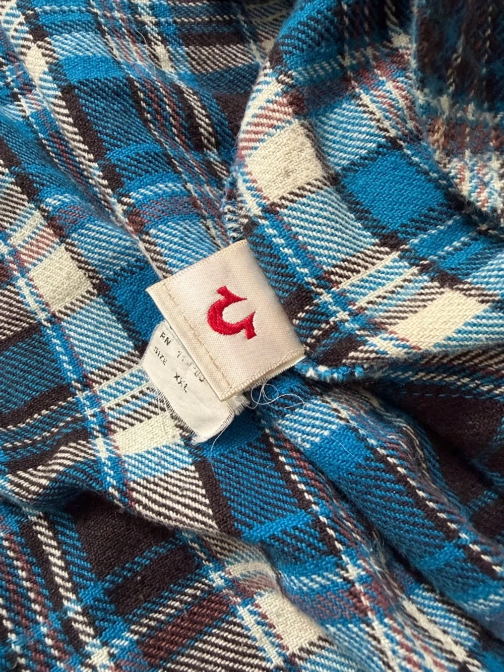Vintage true religion men’s Classic Blue Plaid Men's Flannel Shirt XXL